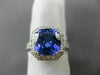 ESTATE LARGE 5.52CT DIAMOND & AAA TANZANITE PLATINUM GOLD HALO ENGAGEMENT RING