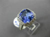 ESTATE LARGE 5.52CT DIAMOND & AAA TANZANITE PLATINUM GOLD HALO ENGAGEMENT RING