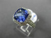 ESTATE LARGE 5.52CT DIAMOND & AAA TANZANITE PLATINUM GOLD HALO ENGAGEMENT RING