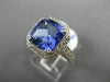 ESTATE LARGE 5.52CT DIAMOND & AAA TANZANITE PLATINUM GOLD HALO ENGAGEMENT RING
