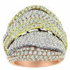 ESTATE EXTRA LARGE 5.10CT DIAMOND 18KT TRI COLOR GOLD MULTI ROW ANNIVERSARY RING
