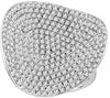 ESTATE LARGE 2.15CT DIAMOND 18KT WHITE GOLD 3D CLUSTER MULTI ROW OVAL FUN RING