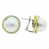 ESTATE LARGE 1CT DIAMOND & AAA SOUTH SEA PEARL 18K TRI COLOR GOLD SWIRL EARRINGS