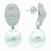 ESTATE LARGE 2.1CT DIAMOND & AAA SOUTH SEA PEARL 18K WHITE GOLD CLUSTER EARRINGS
