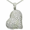 ESTATE LARGE 2.16CT ROUND DIAMOND 18KT WHITE GOLD PAVE PUFFED HEART LOVE PENDANT