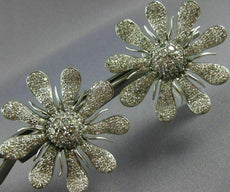 ESTATE EXTRA LARGE 6.14CT DIAMOND 18KT WHITE GOLD 3D SUNFLOWER CLIP ON EARRINGS