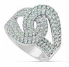 ESTATE 1.50CT DIAMOND 18KT WHITE GOLD 3D MULTI ROW LOVE KNOT FRIENDSHIP RING