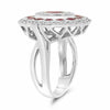 ESTATE LARGE 3.63CT DIAMOND & AAA RUBY 18KT WHITE GOLD OVAL HALO COCKTAIL RING