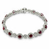 ESTATE 12.67CT DIAMOND & AAA RUBY 18K WHITE GOLD 3D FLOWER HALO TENNIS BRACELET