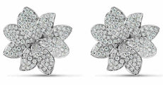 ESTATE 1.80CT ROUND CUT DIAMOND 18KT WHITE GOLD 3D CLASSIC FLOWER STUD EARRINGS
