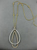 ESTATE LARGE 1.43CT WHITE & PINK DIAMOND 18K WHITE & ROSE GOLD TEAR DROP PENDANT