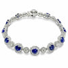 ESTATE 15.43CT DIAMOND & AAA SAPPHIRE 18KT WHITE GOLD 3D CLUSTER TENNIS BRACELET
