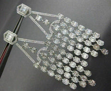 ESTATE EXTRA LARGE 12.03CT DIAMOND 18KT WHITE GOLD ELONGATED CHANDELIER EARRINGS