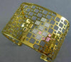 ESTATE LARGE .60CT DIAMOND 14KT YELLOW GOLD SQUARE OPEN FILIGREE BANGLE BRACELET