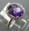 ESTATE LARGE 1.77CT DIAMOND & AMETHYST 18KT WHITE GOLD 3D OVAL HALO LOVE RING