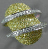 ESTATE LARGE 2.37CT WHITE & FANCY YELLOW DIAMOND 18K 2TONE GOLD ANNIVERSARY RING
