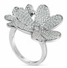 ESTATE LARGE 1.30CT ROUND DIAMOND 18KT WHITE GOLD CLASSIC DOUBLE FLOWER FUN RING