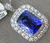 LARGE 5.26CT DIAMOND & AAA CUSHION CUT TANZANITE 18K WHITE HALO FLOATING PENDANT