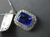 LARGE 5.26CT DIAMOND & AAA CUSHION CUT TANZANITE 18K WHITE HALO FLOATING PENDANT