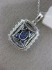 LARGE 5.26CT DIAMOND & AAA CUSHION CUT TANZANITE 18K WHITE HALO FLOATING PENDANT