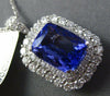 LARGE 5.26CT DIAMOND & AAA CUSHION CUT TANZANITE 18K WHITE HALO FLOATING PENDANT