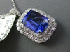 LARGE 5.26CT DIAMOND & AAA CUSHION CUT TANZANITE 18K WHITE HALO FLOATING PENDANT