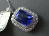 LARGE 5.26CT DIAMOND & AAA CUSHION CUT TANZANITE 18K WHITE HALO FLOATING PENDANT