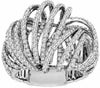 ESTATE 2.20CT DIAMOND 18KT WHITE GOLD 3D CLASSIC MULTI ROW CRISS CROSS FUN RING