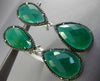 ESTATE LARGE 40.35CT BLACK DIAMOND & GREEN AGATE 14K WHITE GOLD CLIP ON EARRINGS