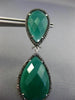ESTATE LARGE 40.35CT BLACK DIAMOND & GREEN AGATE 14K WHITE GOLD CLIP ON EARRINGS
