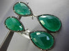 ESTATE LARGE 40.35CT BLACK DIAMOND & GREEN AGATE 14K WHITE GOLD CLIP ON EARRINGS