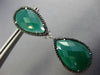 ESTATE LARGE 40.35CT BLACK DIAMOND & GREEN AGATE 14K WHITE GOLD CLIP ON EARRINGS