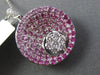 ESTATE 2.26CT DIAMOND & AAA PINK SAPPHIRE 18K WHITE GOLD 3D ROUND FLOWER PENDANT