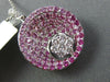 ESTATE 2.26CT DIAMOND & AAA PINK SAPPHIRE 18K WHITE GOLD 3D ROUND FLOWER PENDANT