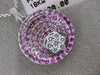 ESTATE 2.26CT DIAMOND & AAA PINK SAPPHIRE 18K WHITE GOLD 3D ROUND FLOWER PENDANT