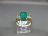 ESTATE WIDE 2.34CT DIAMOND & AAA EMERALD 18K YELLOW GOLD 3 STONE ENGAGEMENT RING
