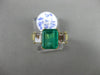 ESTATE WIDE 2.34CT DIAMOND & AAA EMERALD 18K YELLOW GOLD 3 STONE ENGAGEMENT RING
