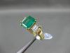 ESTATE WIDE 2.34CT DIAMOND & AAA EMERALD 18K YELLOW GOLD 3 STONE ENGAGEMENT RING