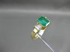 ESTATE WIDE 2.34CT DIAMOND & AAA EMERALD 18K YELLOW GOLD 3 STONE ENGAGEMENT RING