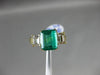 ESTATE WIDE 2.34CT DIAMOND & AAA EMERALD 18K YELLOW GOLD 3 STONE ENGAGEMENT RING