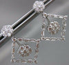 ESTATE LARGE 2.58CT DIAMOND 18KT WHITE GOLD 3D FLOWER SQUARE HANGING EARRINGS
