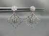 ESTATE LARGE 2.58CT DIAMOND 18KT WHITE GOLD 3D FLOWER SQUARE HANGING EARRINGS