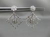 ESTATE LARGE 2.58CT DIAMOND 18KT WHITE GOLD 3D FLOWER SQUARE HANGING EARRINGS