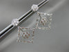 ESTATE LARGE 2.58CT DIAMOND 18KT WHITE GOLD 3D FLOWER SQUARE HANGING EARRINGS