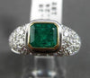 ESTATE LARGE 2.52CT DIAMOND & EMERALD PLATINUM & 18K YELLOW GOLD ENGAGEMENT RING