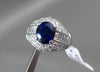ESTATE LARGE 5.29CT DIAMOND & AAA SAPPHIRE PLATINUM FILIGREE ENGAGEMENT RING