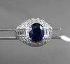 ESTATE LARGE 5.29CT DIAMOND & AAA SAPPHIRE PLATINUM FILIGREE ENGAGEMENT RING