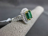 ESTATE LARGE 3.41CT DIAMOND AAA EMERALD 18K 2 TONE GOLD 3D HALO ENGAGEMENT RING