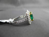ESTATE LARGE 3.41CT DIAMOND AAA EMERALD 18K 2 TONE GOLD 3D HALO ENGAGEMENT RING