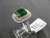 ESTATE LARGE 3.41CT DIAMOND AAA EMERALD 18K 2 TONE GOLD 3D HALO ENGAGEMENT RING